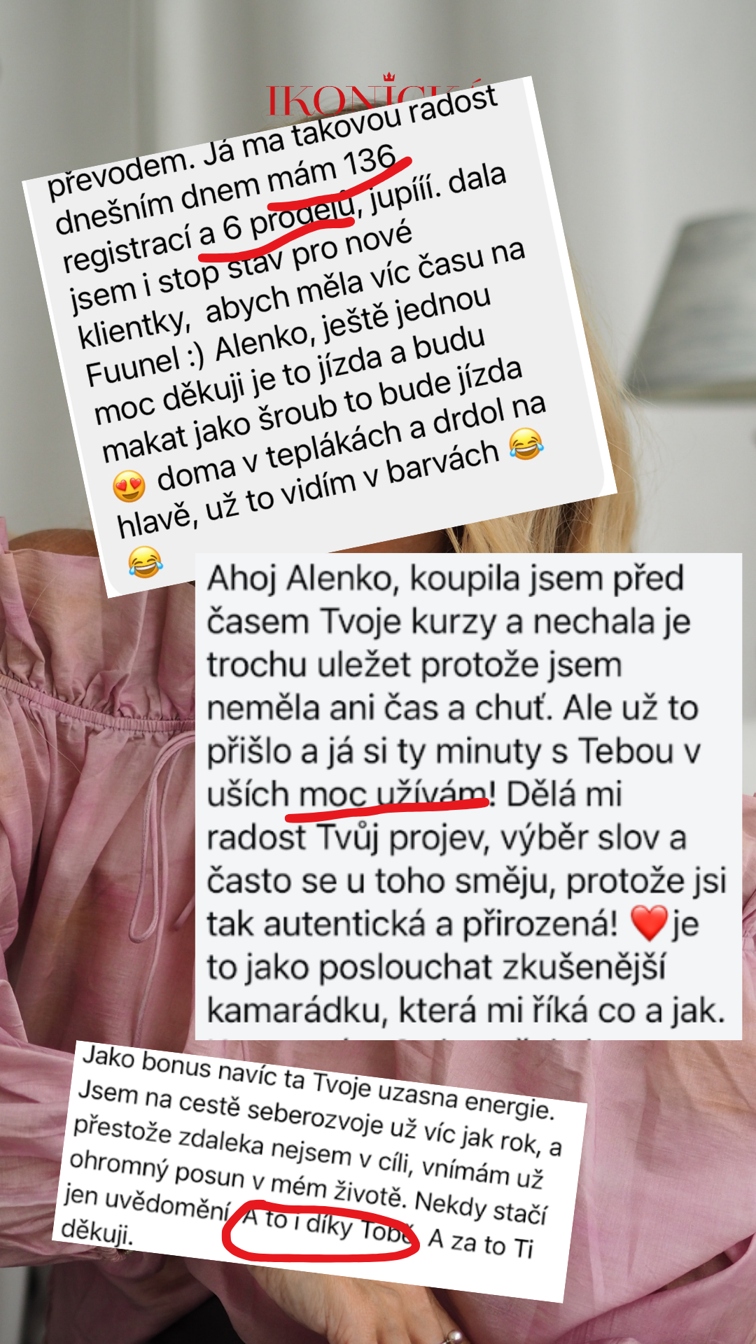 Reference klientky ke kroku 1, snímek 1 ze 2