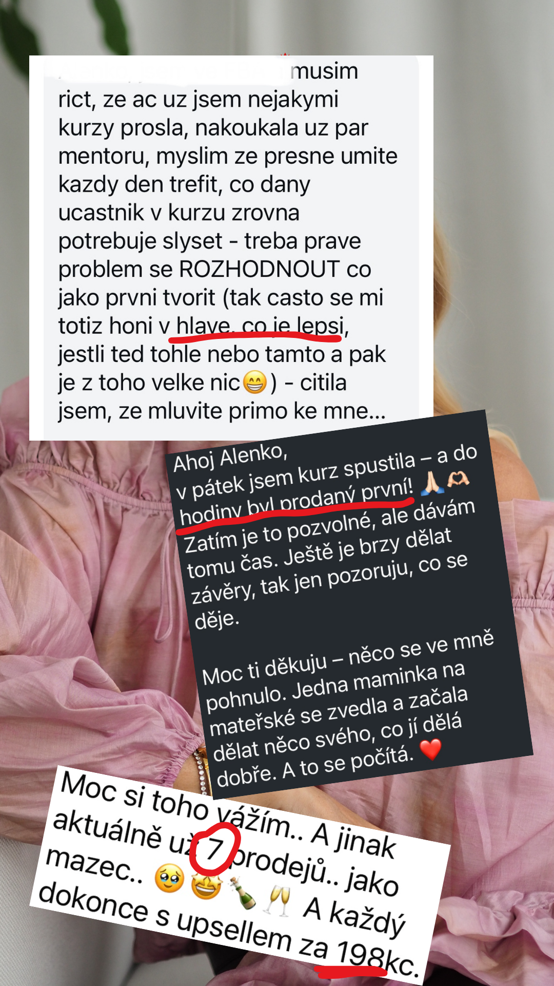 Reference klientky ke kroku 1, snímek 2 ze 2