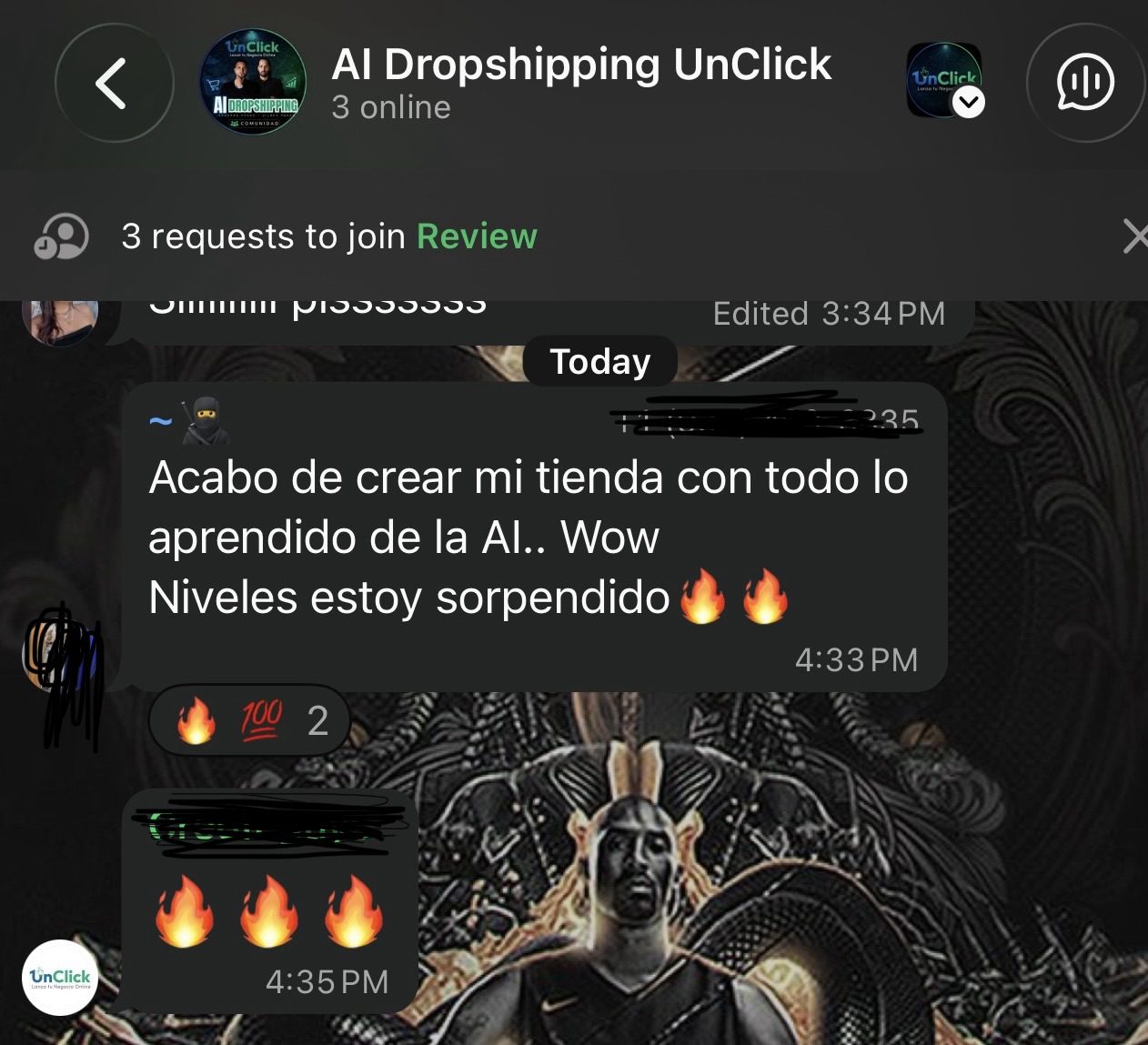 Mensaje de un estudiante: acabo de crear mi tienda con todo lo aprendido de la IA