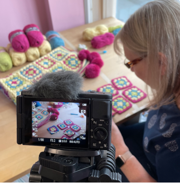 Behind the scenes filming a Stitchi sewing tutorial