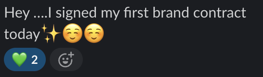 Creator win: signed my first brand contract today