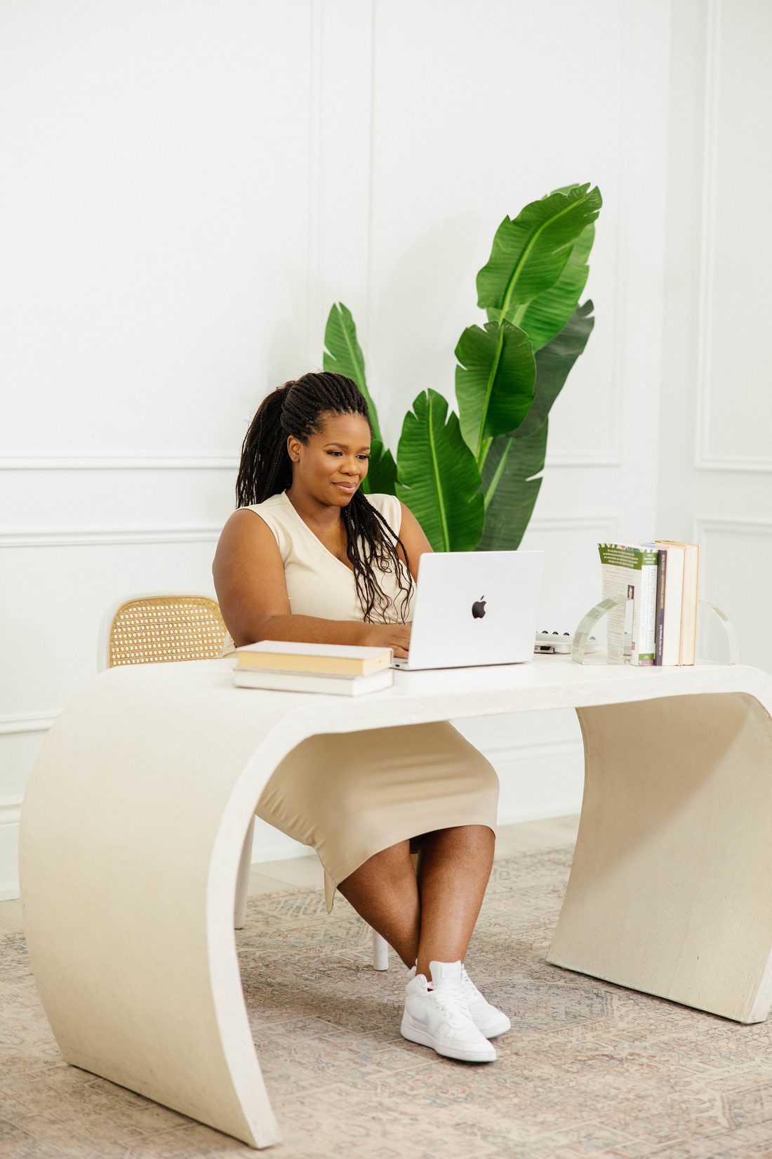 Sophie working at her desk
