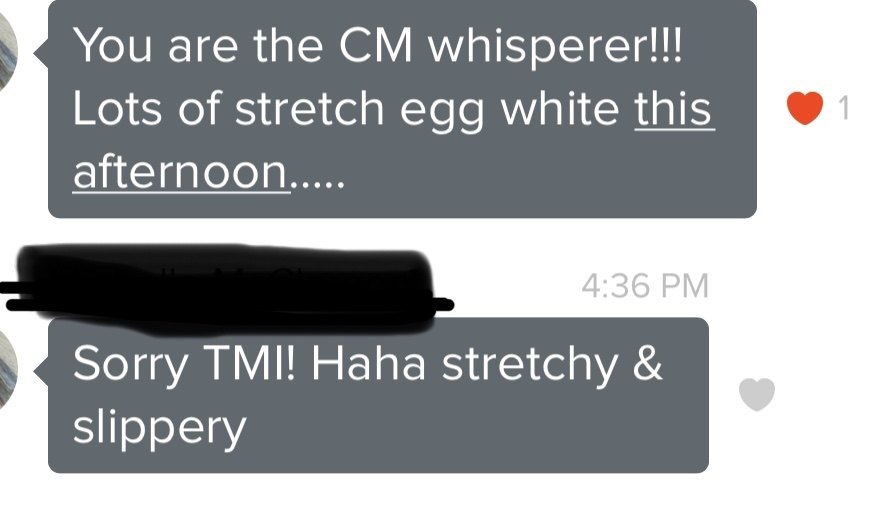 You are the CM whisperer!!! Lots of stretch egg white this afternoon