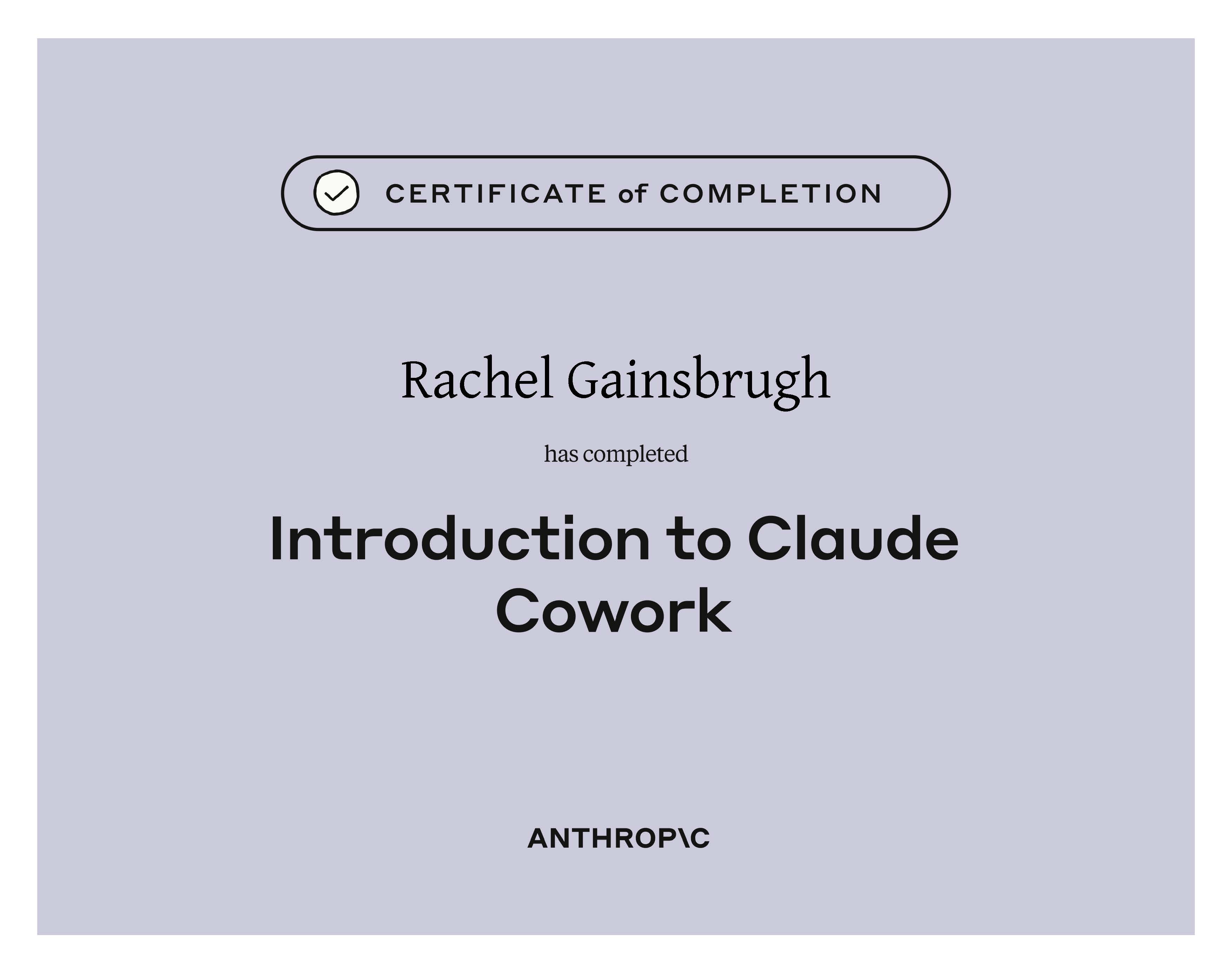 Anthropic certificate: Introduction to Claude Cowork