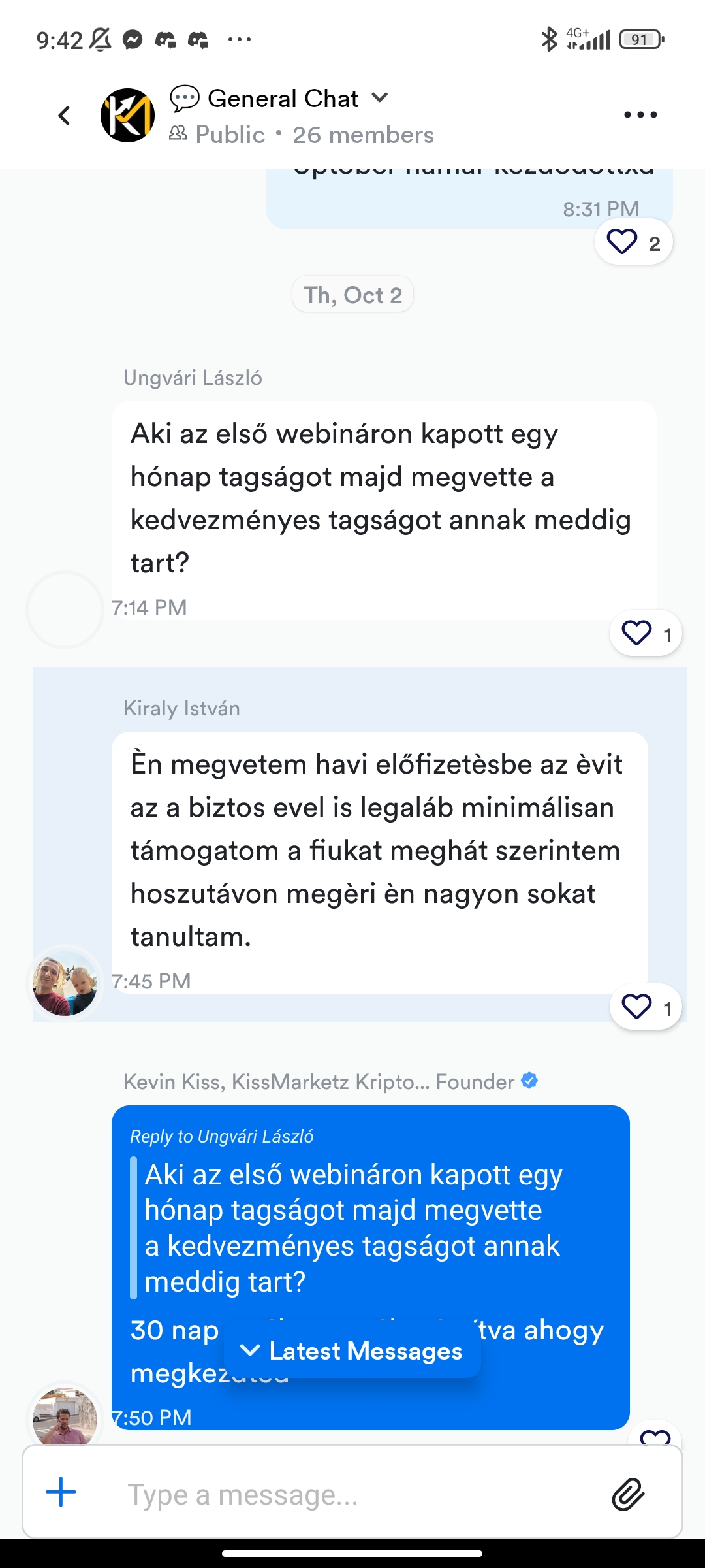 Tag visszajelzés