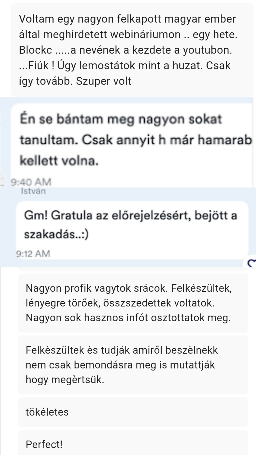 Visszajelzések
