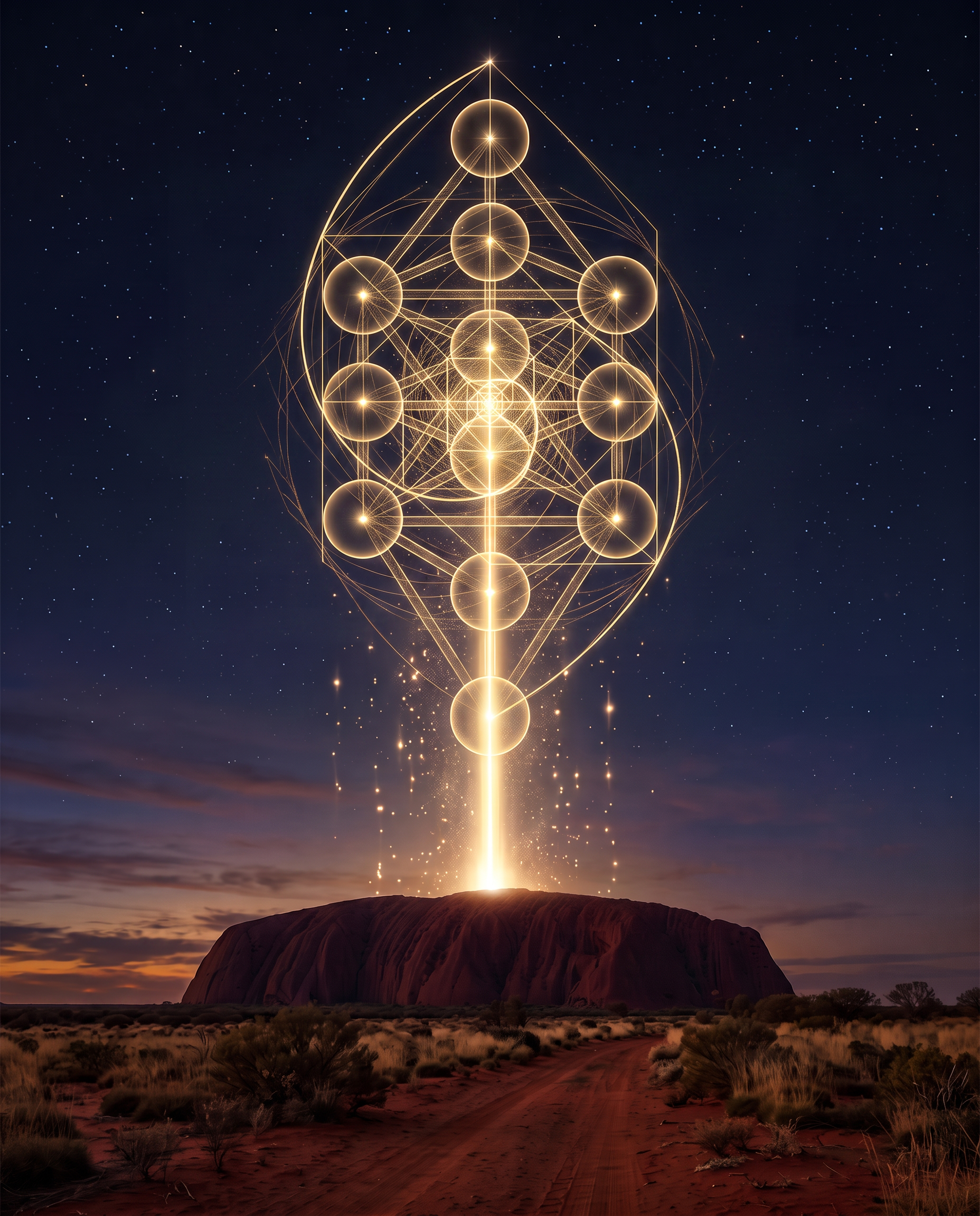 Golden Dreaming codes rippling through the morphogenetic field over Uluru