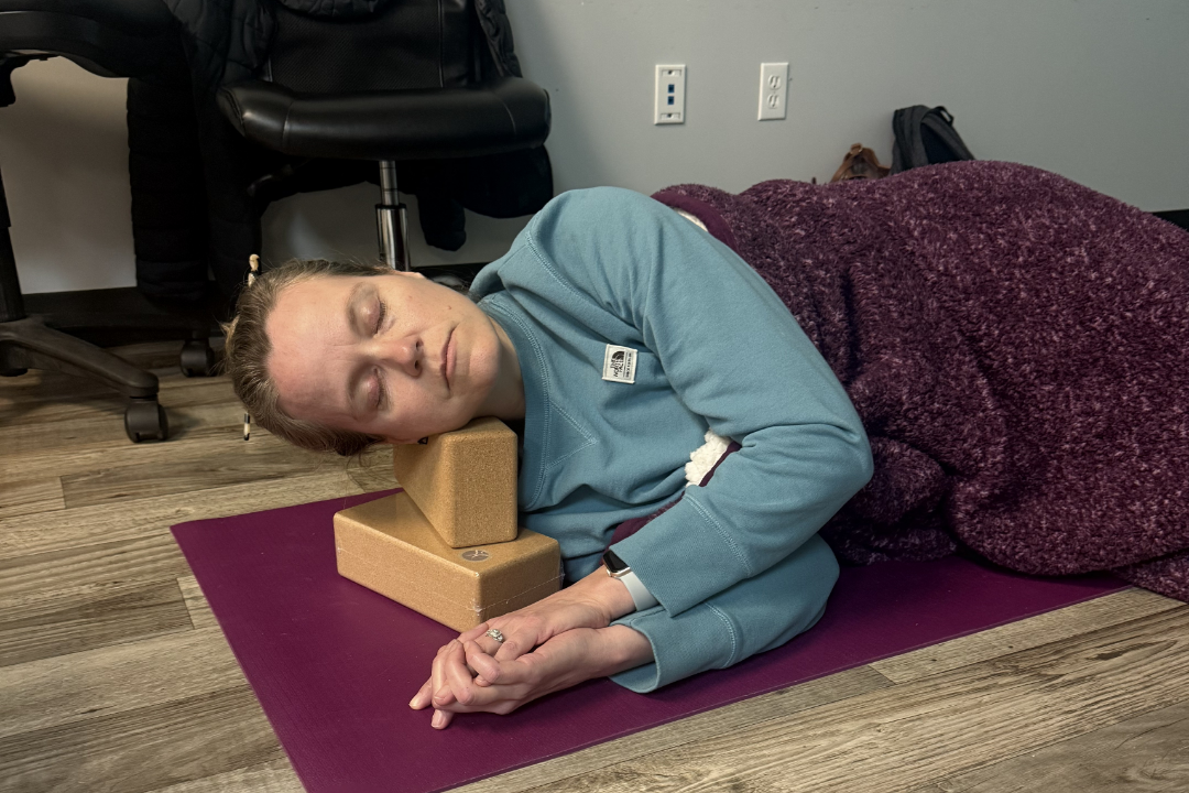 Cork therapy blocks in use during hands-on practice