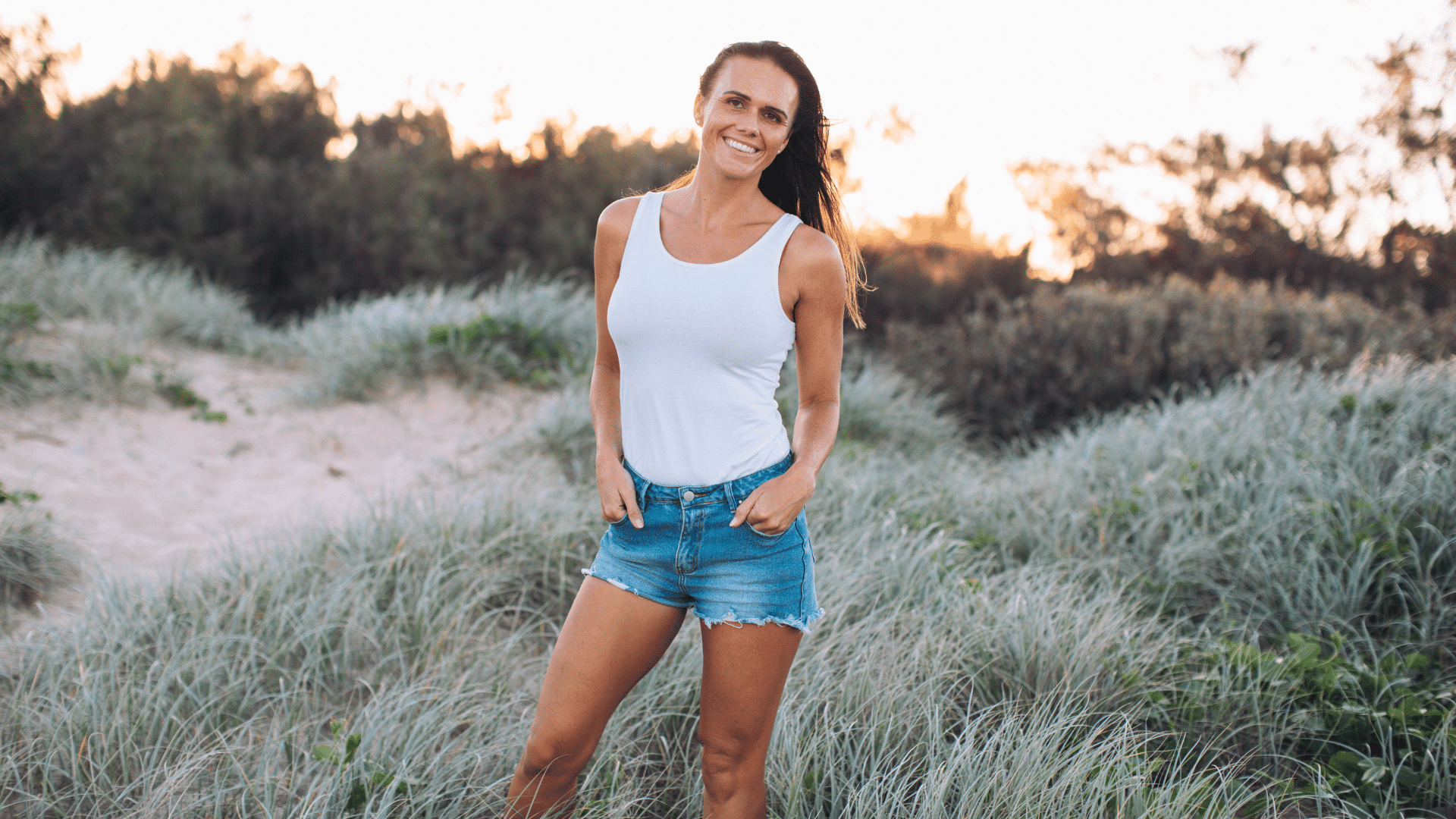 Hayley outdoors at sunset
