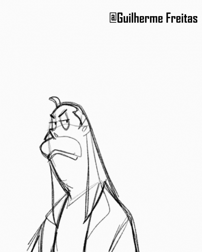 Line drawing of a robed figure with a raised hand, drawn by student Guilherme Freitas