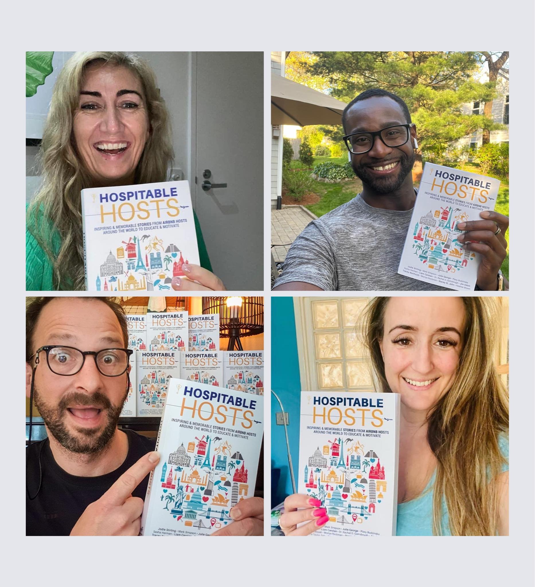 Multiple Hospitable Hosts authors holding their books