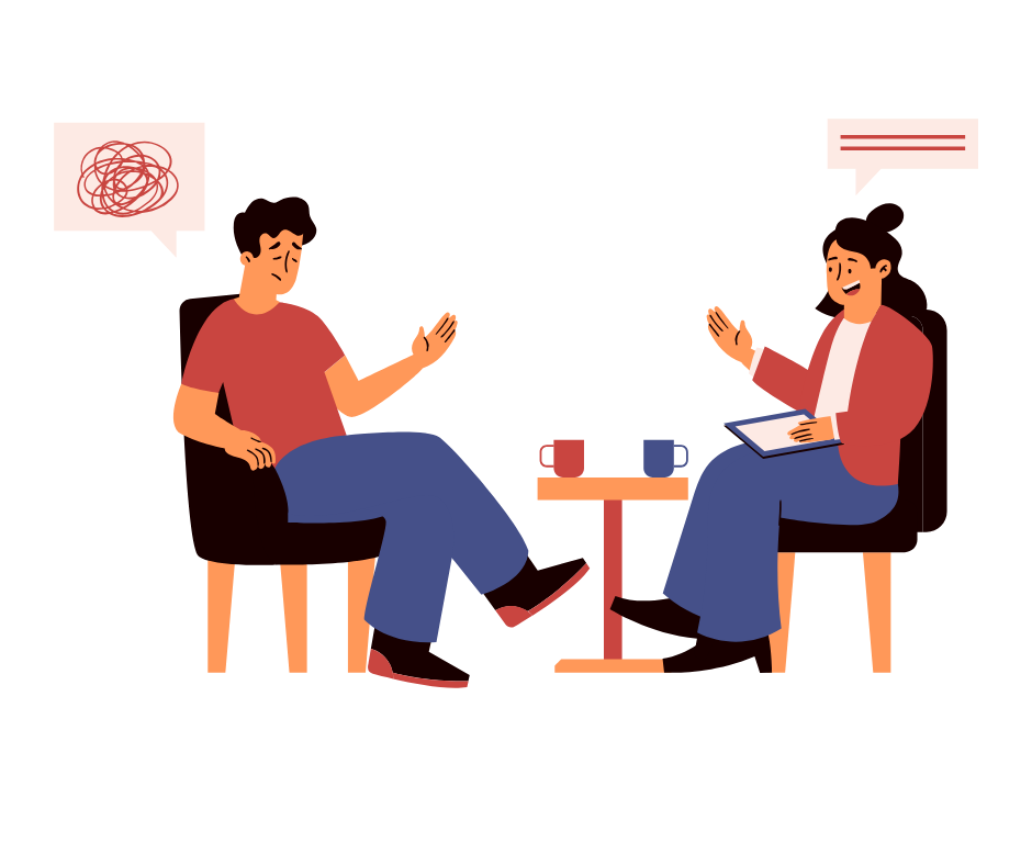 Therapist and client in a consultation session