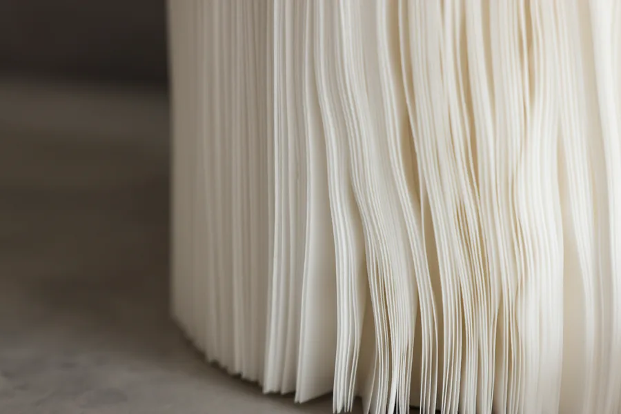 Ruffled wafer paper sheets with subtle colour tones