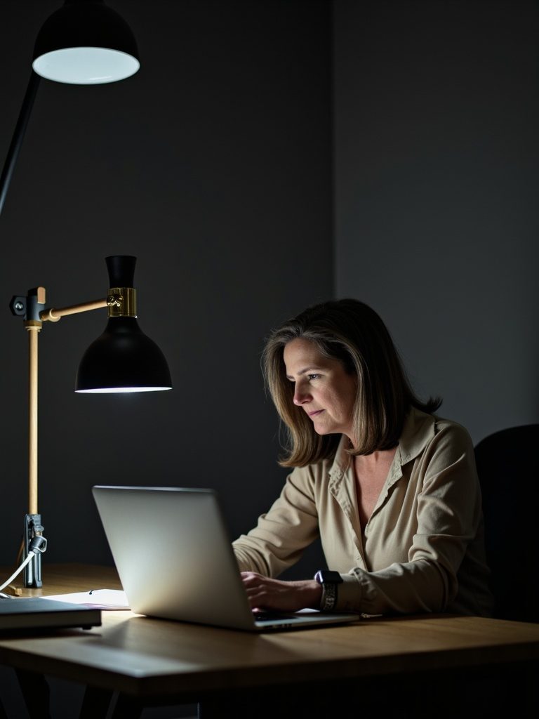 Tammy Green Mitchell working at her desk