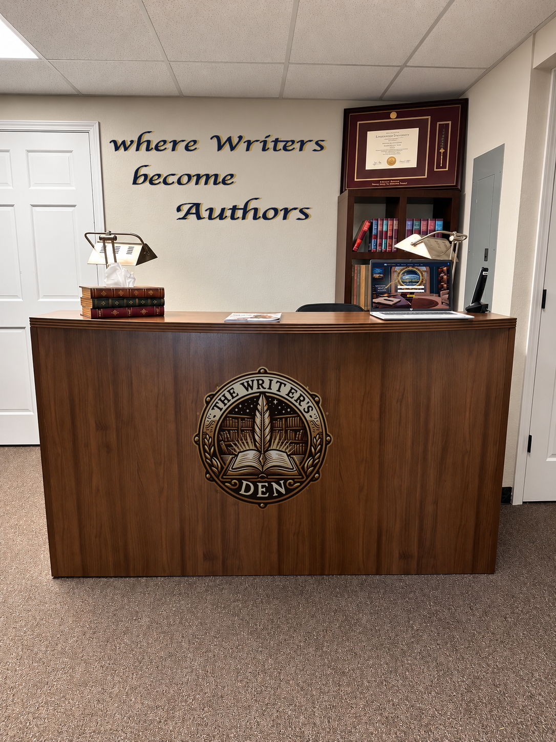 Reception Desk with Emblem