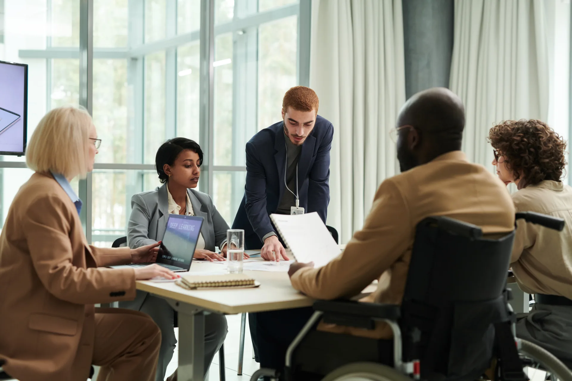 Professional services team collaborating in an office