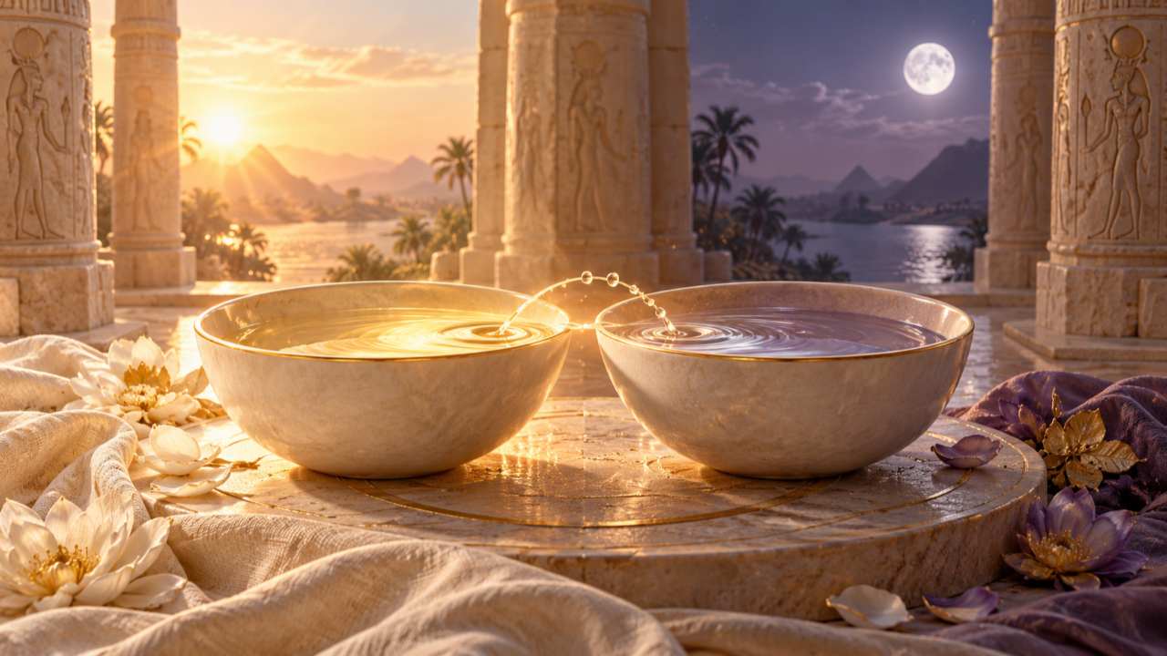 Two bowls holding sunlight and moonlight