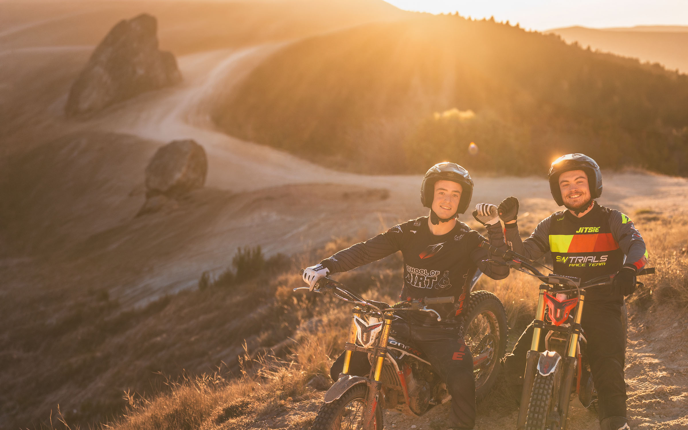 Trials riders enjoying time together at the training ground