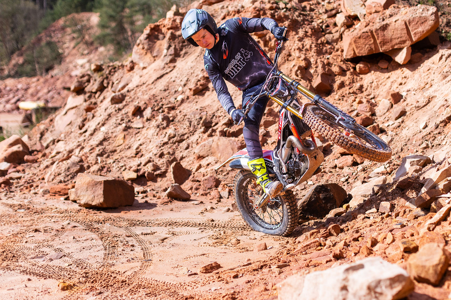 Trials rider taking part in a community challenge