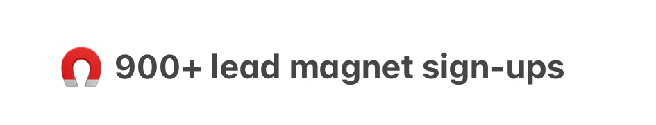 900+ lead magnet sign-ups