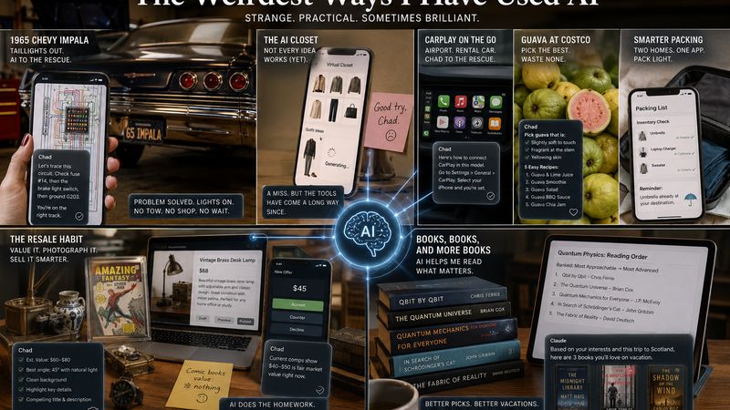 A collage of unexpected real-life uses for AI