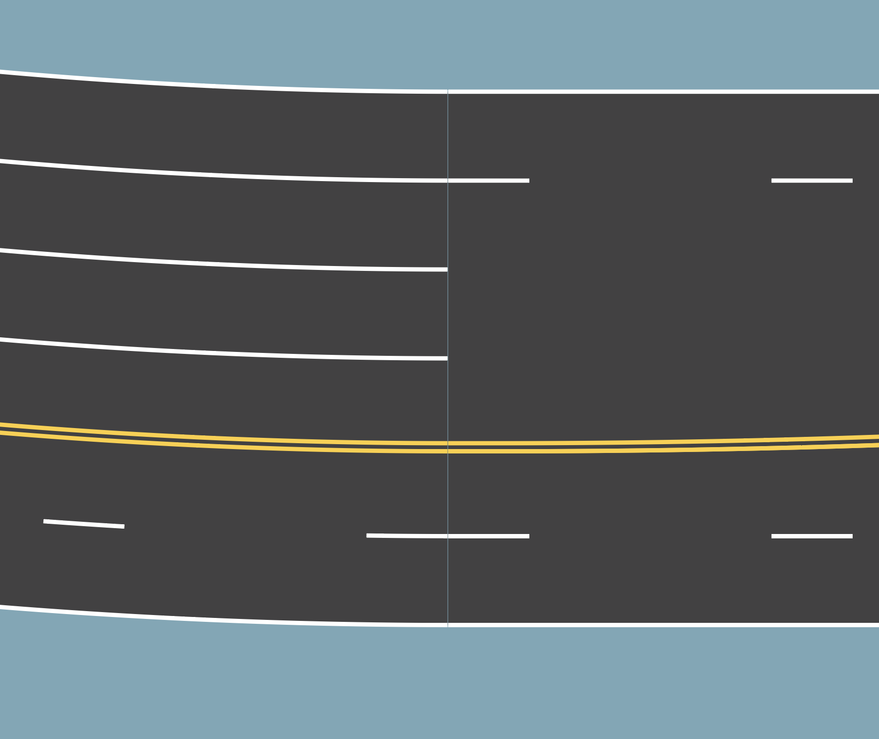 Visible line between road types