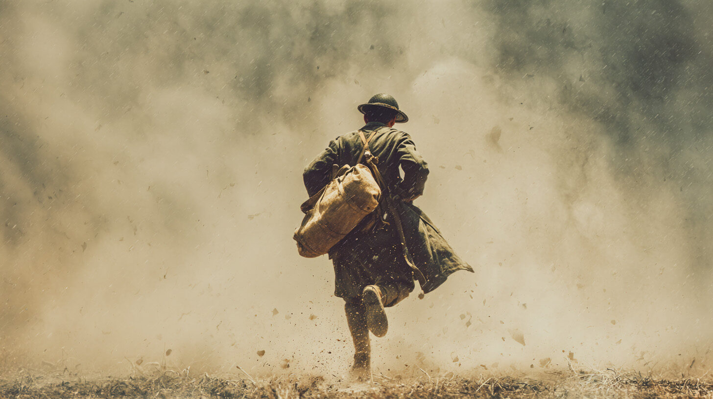 Figure running through dust