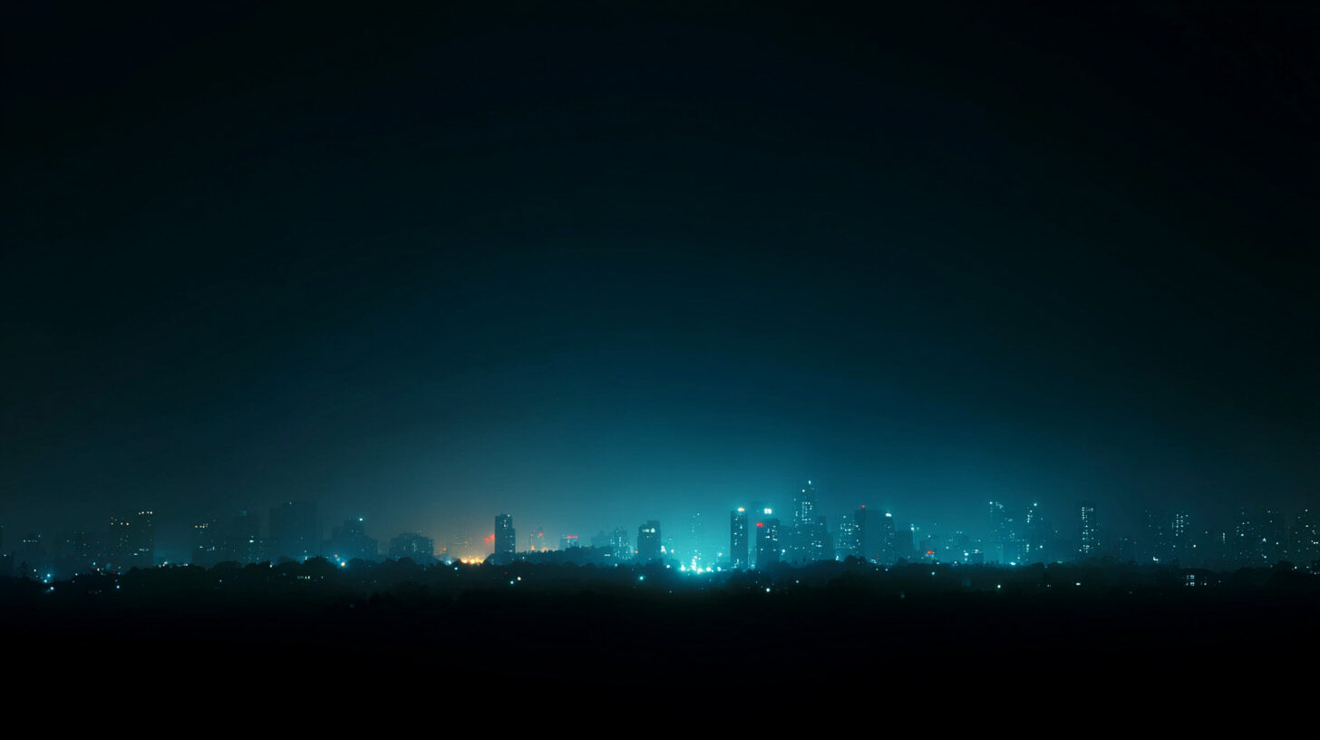 Blue night city skyline