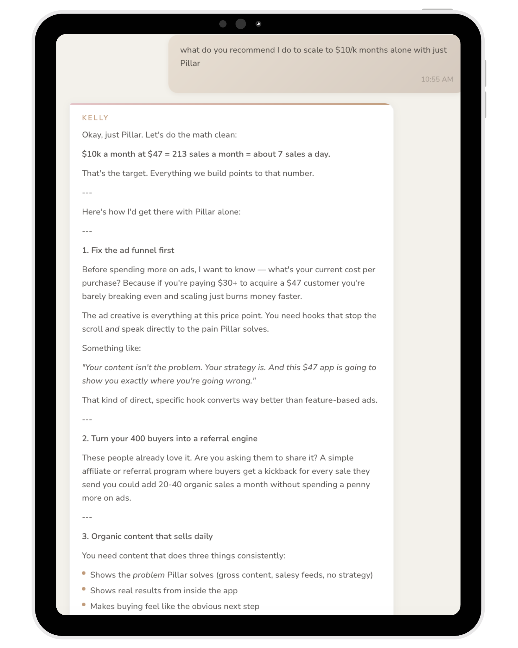 Chat with Kelly — sample conversation inside Anti-Social AI