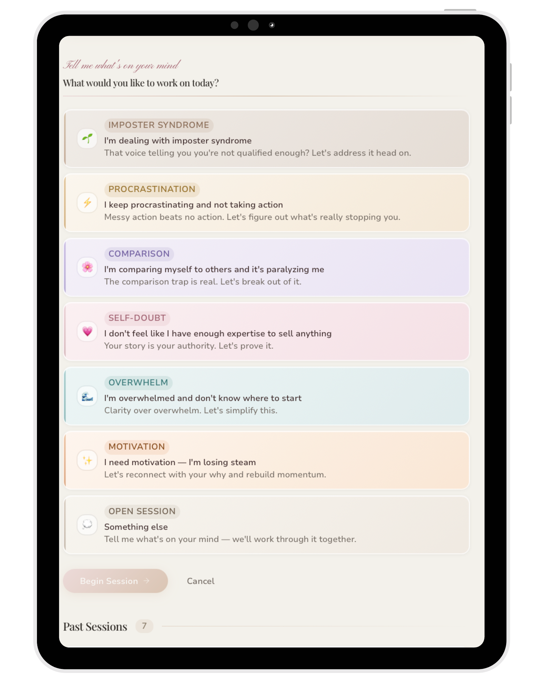 Mindset Coach — sample conversation inside Anti-Social AI