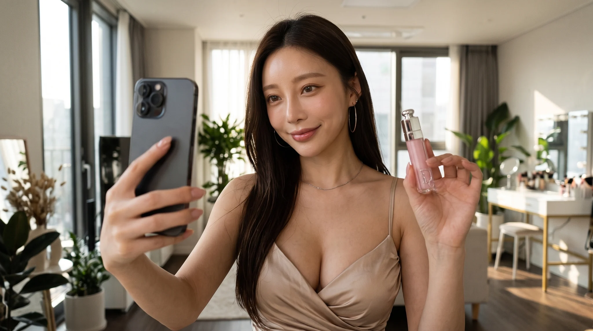 Iris 展示美妝產品的合作內容