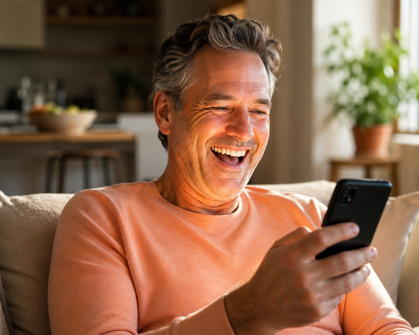 Older man using social media
