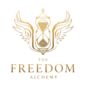 The Freedom Alchemy emblem: an hourglass framed by wings, crowned with a flame