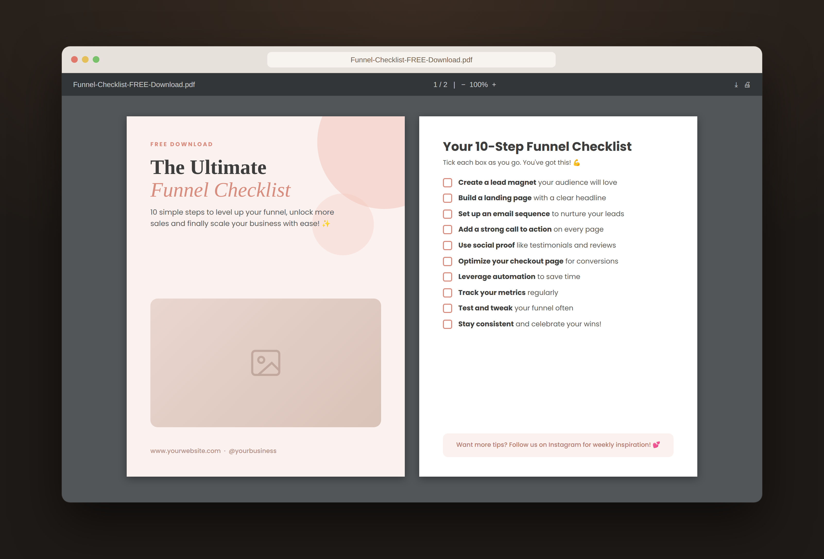 A generic PDF funnel checklist