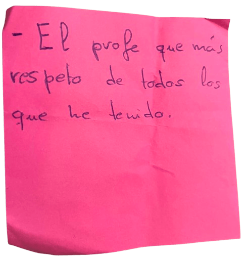 Testimonio manuscrito de un alumno