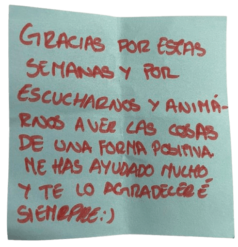 Testimonio manuscrito de una alumna