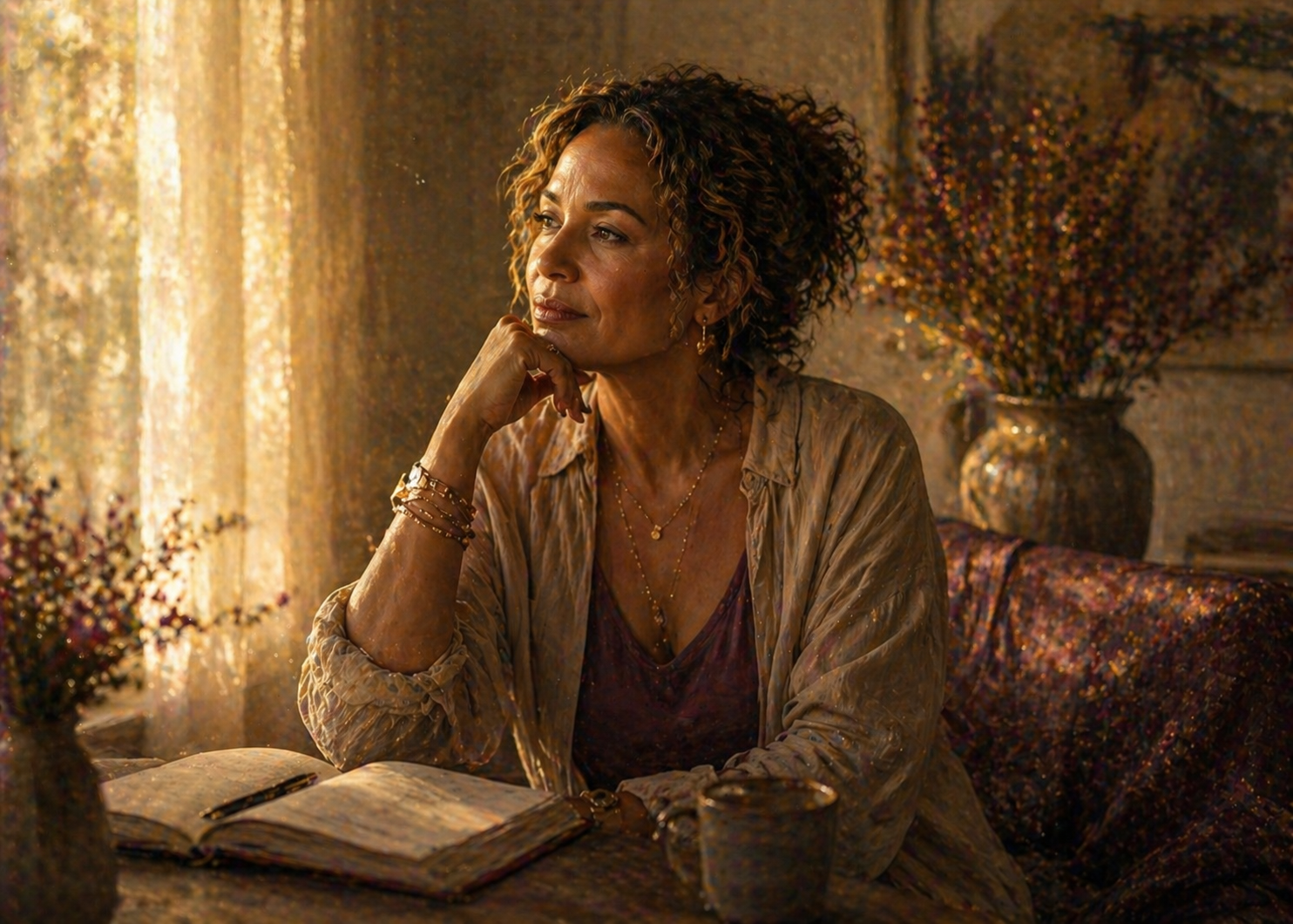A woman in quiet reflection