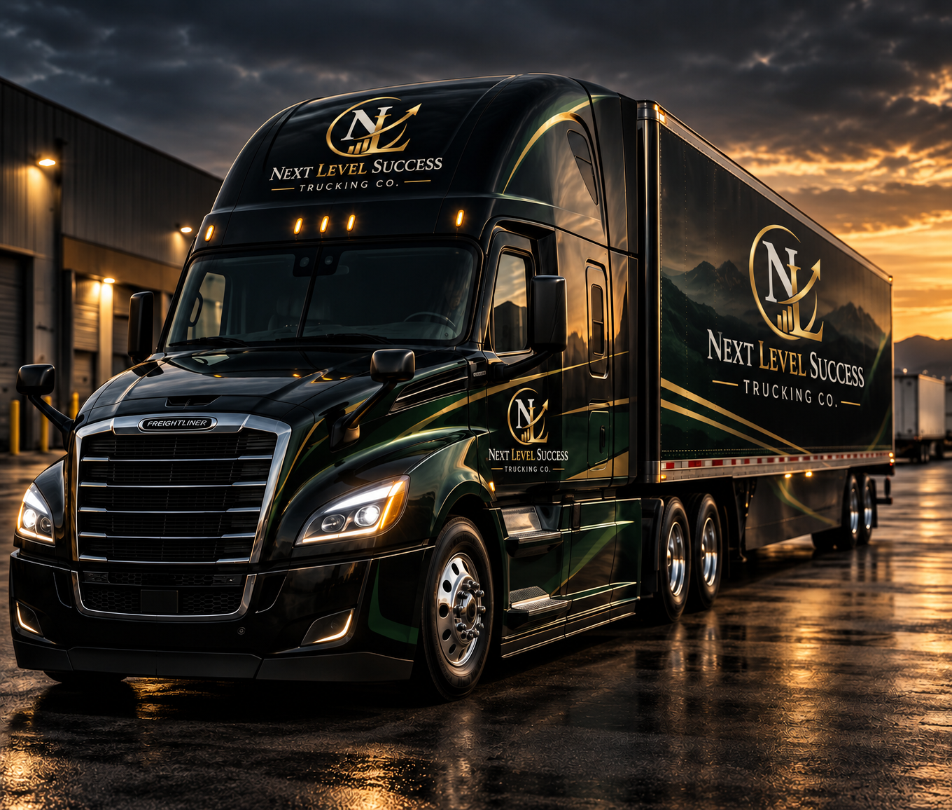 Black and gold trucking hero image