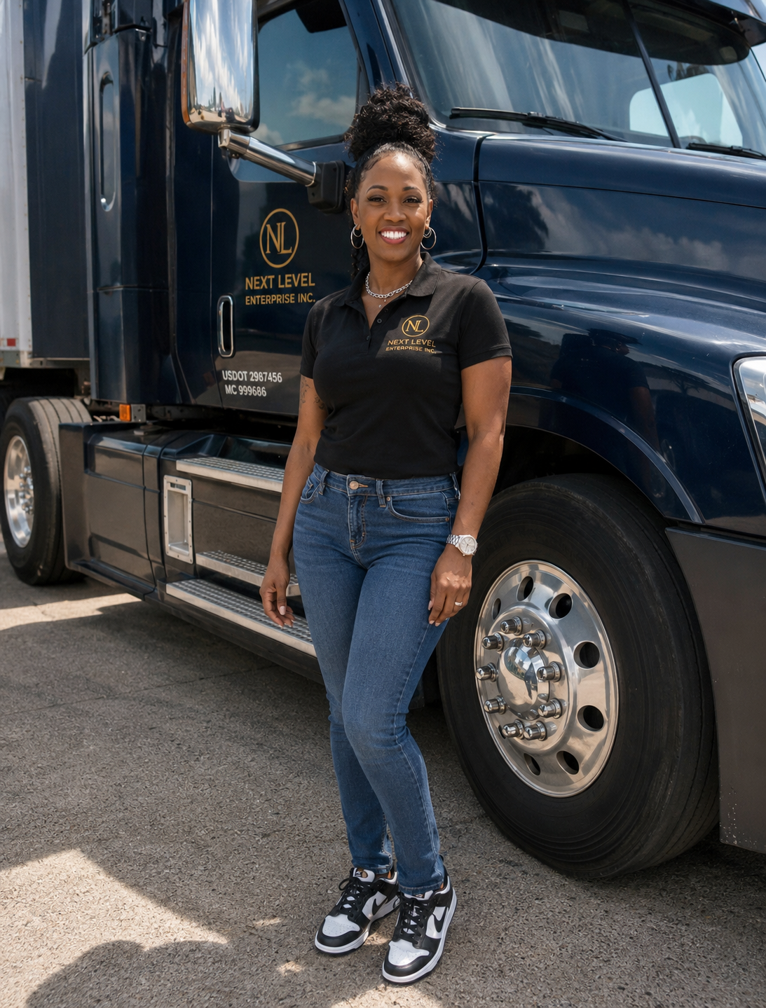 Instructor with branded truck
