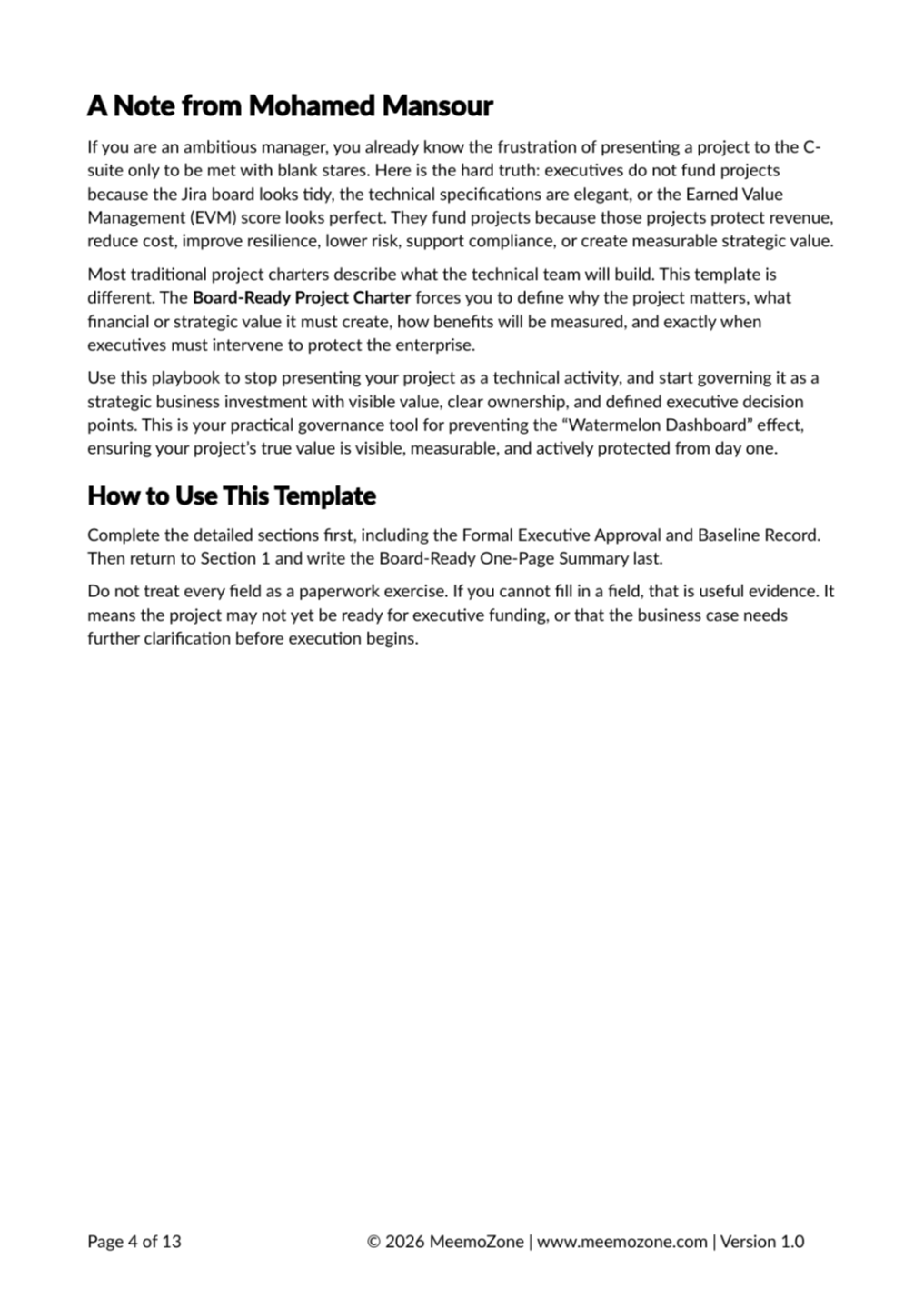 The Master Board-Ready Charter template