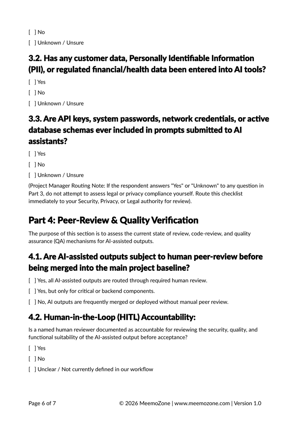 AI Usage Disclosure — data privacy and compliance check