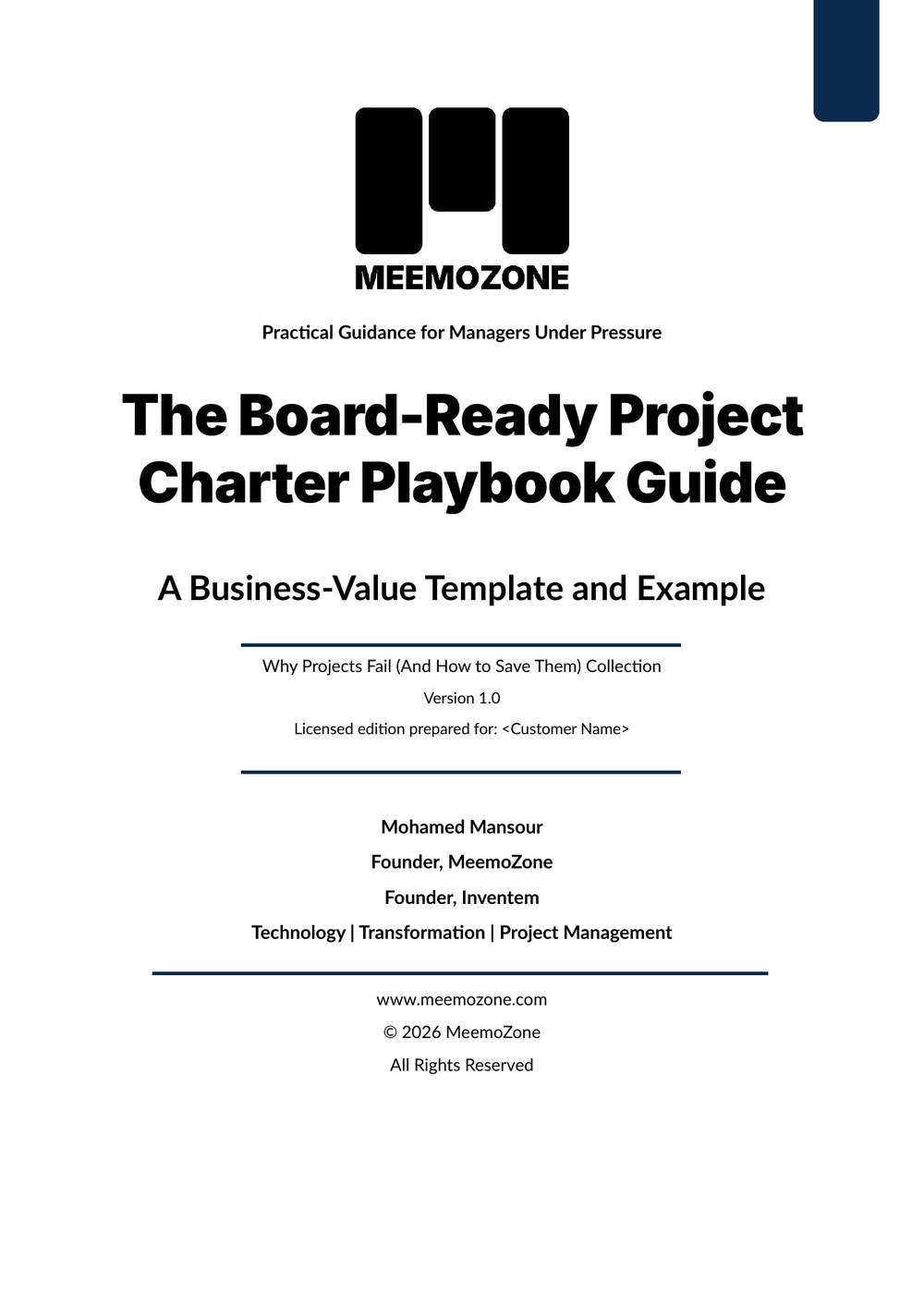 The Board-Ready Project Charter Playbook Guide