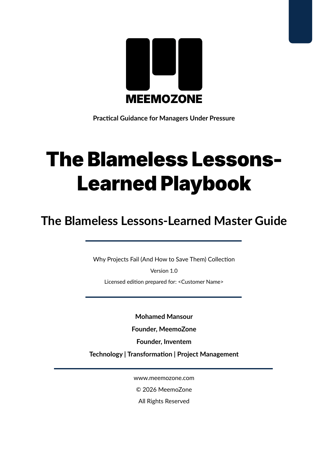 The Blameless Lessons-Learned Master Guide