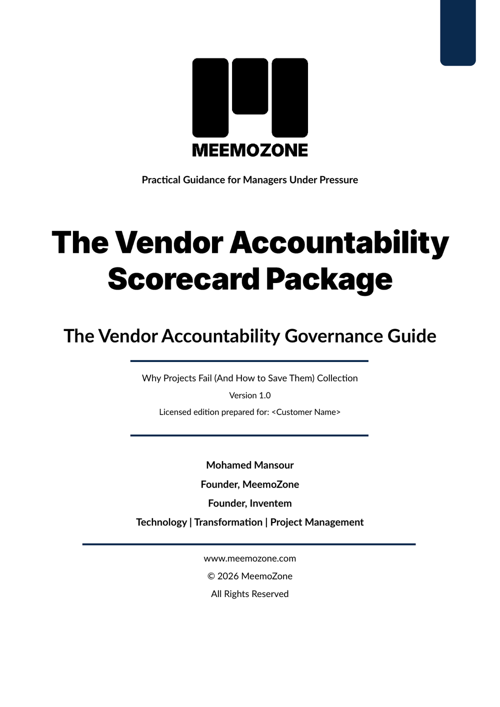 The Vendor Accountability Scorecard Package