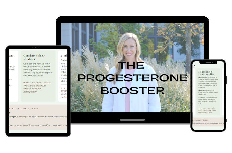 The Progesterone Booster: Morning Anchor, Evening Anchor, and 28-Day Tracker mockup