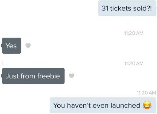 Client testimonial: 31 tickets sold