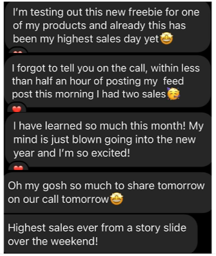 Client testimonial DMs