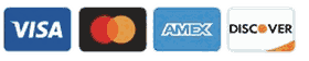 Visa, Mastercard, American Express and Discover accepted