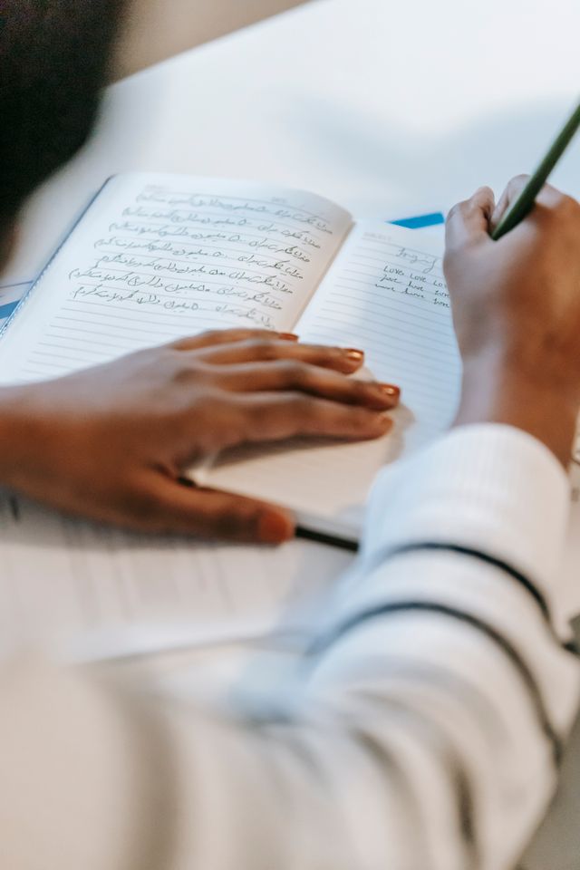 Open journal being written in