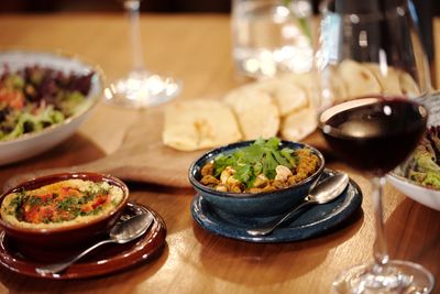 Evening dinner spread